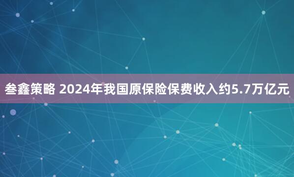 叁鑫策略 2024年我国原保险保费收入约5.7万亿元